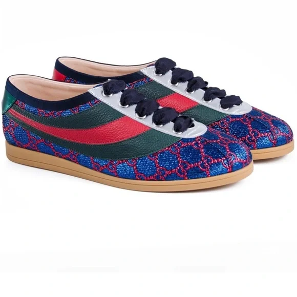 Gucci Shoes Gucci Falacer Ace Lurex Gg Blue Red Poshmark